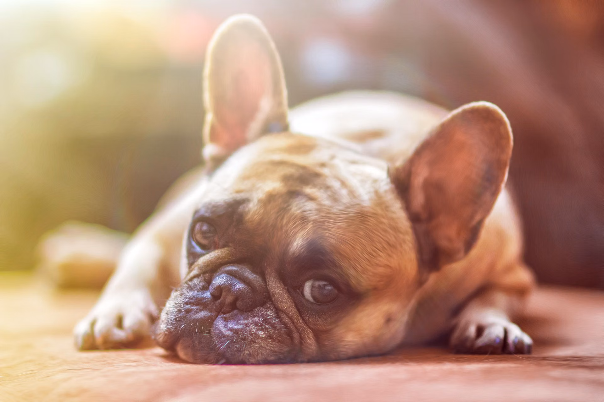 Dog looking uncertain during its first days adjusting to a new home
