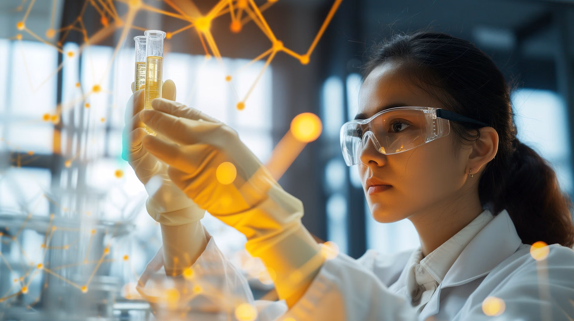 A veterinary geneticist examining a DNA sample panel in a laboratory